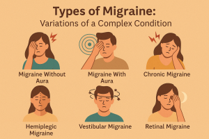 Neurologist consulting female patient with migraine symptoms in clinic
